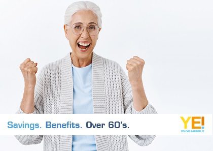 Old lady happy about great deals in april