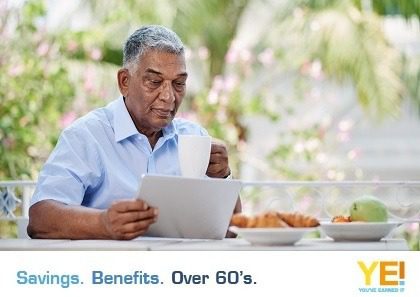 Pensioner looking at great deals online